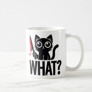 Taza De Café "Qué" Gracioso gato negro. Gato asesino con cuchil