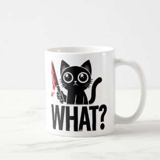 Taza De Café "Qué" Gracioso gato negro. Gato asesino con cuchil