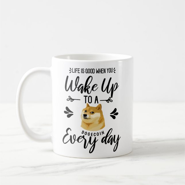 Taza De Café ¡Qué Guau! Dogecoin Meme Hodl (Izquierda)