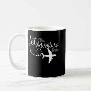 Taza De Café Que la aventura comience el avión inspirador Tra
