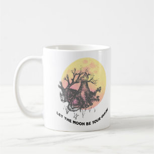 Taza De Café Que la guía de la luna, lobo en la luna, carta rús