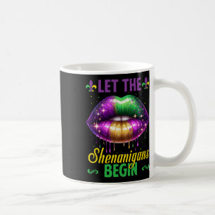 Taza De Café Que los Shenanigans comiencen el Mardi Gras Lips N