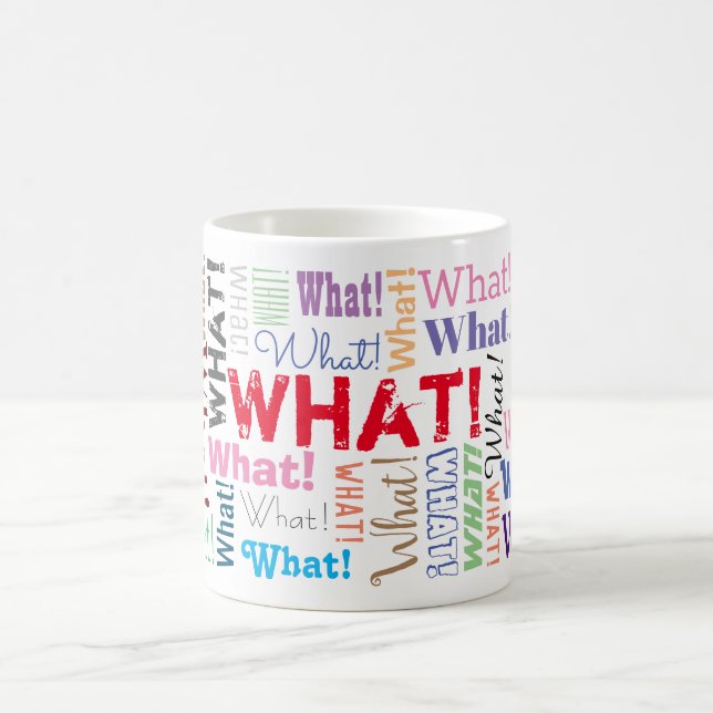 Taza De Café "¡Qué!" Repetida muchas veces, divertida personali (Centro)