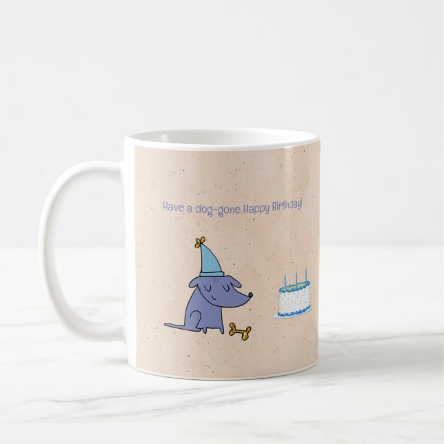 Taza De Café Que un perro se vaya feliz cumpleaños personalizad (Izquierda)