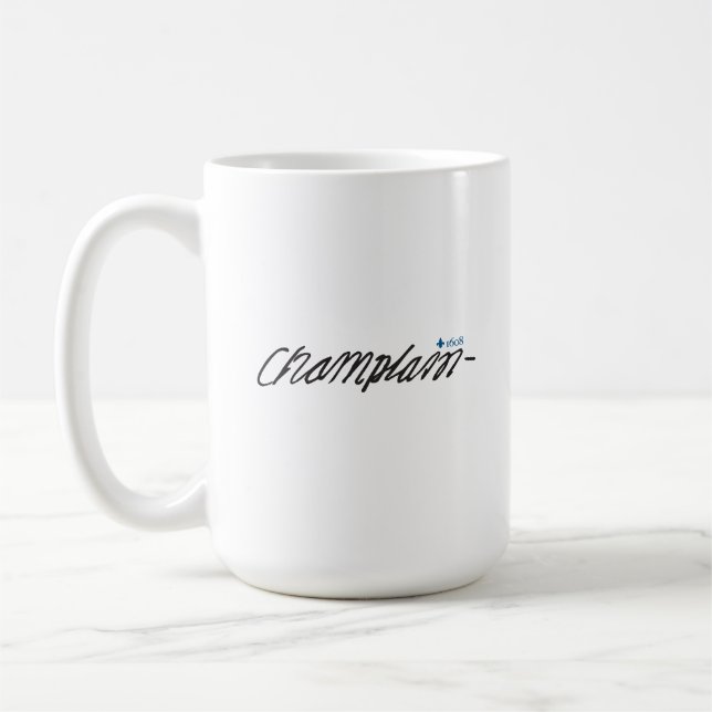 Taza De Café Québec Samuel de Champlain 1608 Firma Francés (Izquierda)