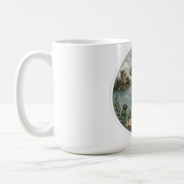 Taza De Café Quédate Curioso Acogedor Críptido Nessie Monstruo  (Izquierda)