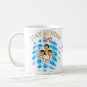 Taza De Café Quédate En Casa, Papá Con La Cabeza De La Familia