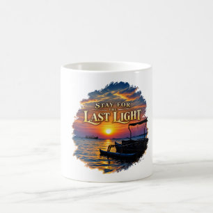 Taza De Café Quédate para el último arte del océano con puesta