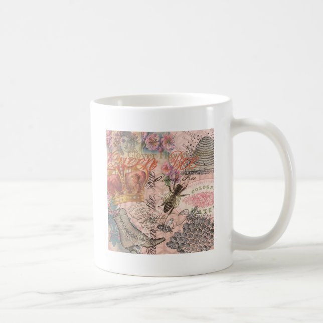 Taza De Café Queen Bee Vintage Hermoso Collage (Derecha)