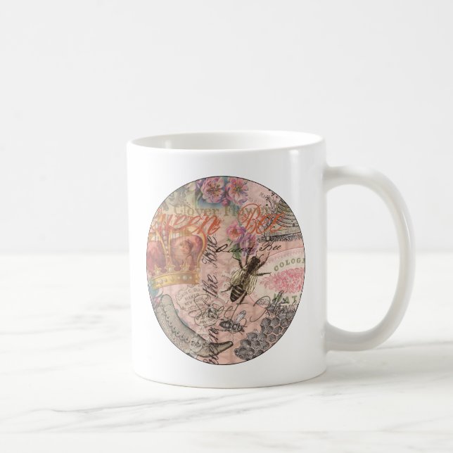 Taza De Café Queen Bee Vintage Hermoso Collage (Derecha)