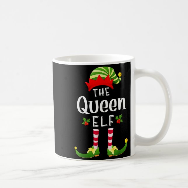 Taza De Café Queen Christmas Elf Matching Pajama X-mas Party  (Derecha)