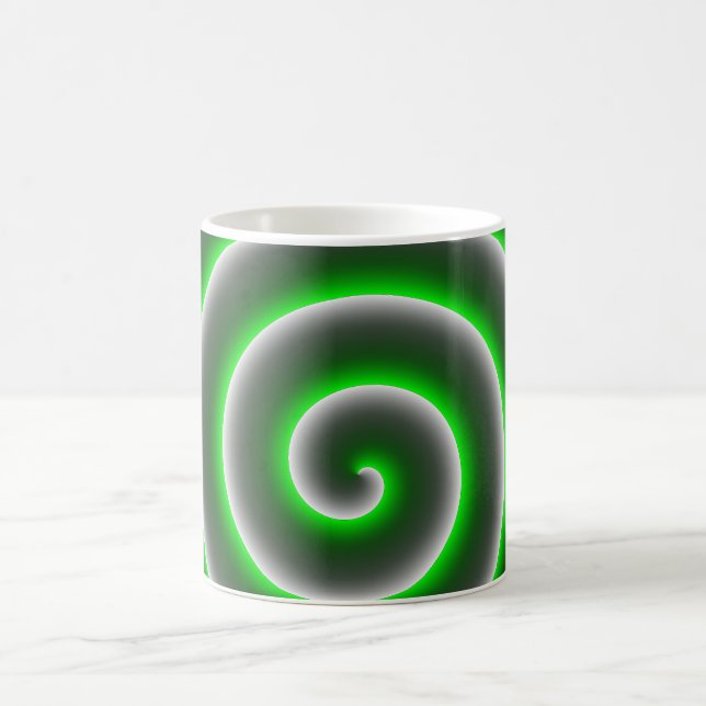Taza De Café ¿Quer mudar un cor branco? Espiral verde chamativo (Centro)