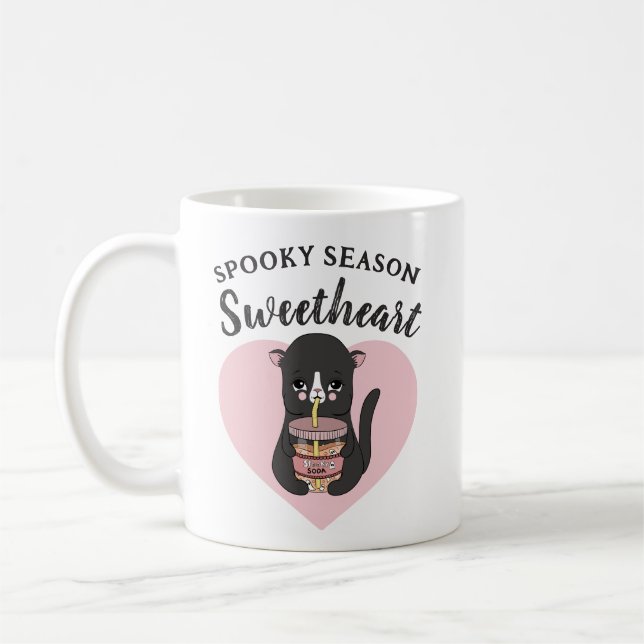 Taza De Café Querida temporada de gatos kawaii rosados (Izquierda)
