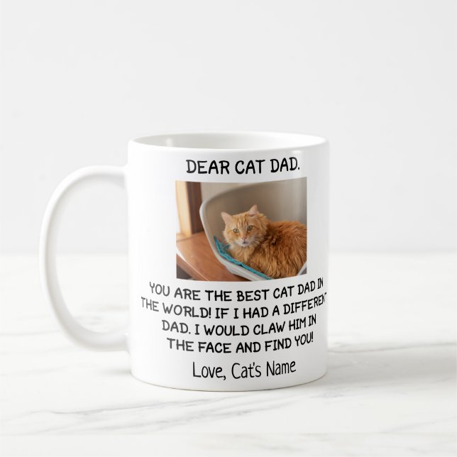 Taza De Café Querido gato, foto y nombre del gato personalizado (Izquierda)