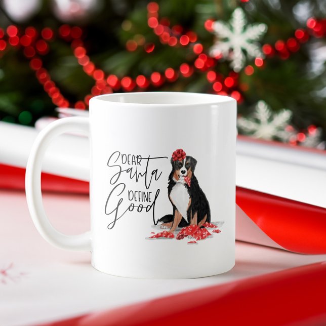 Taza De Café Querido Santa Define, buena y traviesa acuarela de (Dear Santa Define Good Naughty Dog Watercolor Coffee Mug)