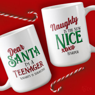 Taza De Café Querido Santa Soy una Adolescente Traviesa es lo N