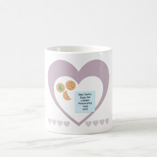 Taza De Café Queridos Santa Cookies Traen Juguetes Corazón Púrp