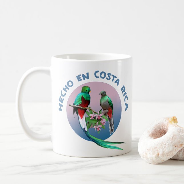 Taza De Café Quetzales, Hecho En Costa Rica Mug - Pura Vida (Con donut)
