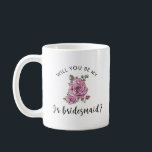 Taza De Café ¿Quieres ser mi dama de honor junior?<br><div class="desc">Sorprende a tus mejores amigas con una propuesta de dama de honor junior sincera y elegante utilizando esta encantadora taza de café floral. Adornada con delicadas rosas vintage rosadas y caligrafía elegante, esta taza es la forma perfecta de preguntar, **"¿Quieres ser mi dama de honor junior?"** de una manera significativa...</div>