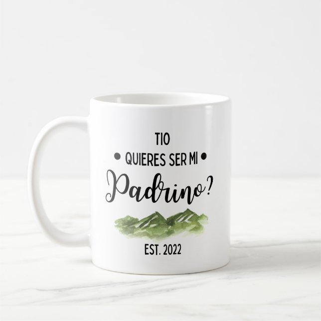 Taza De Café Quieres ser mi padrino 2022 Mug (Izquierda)