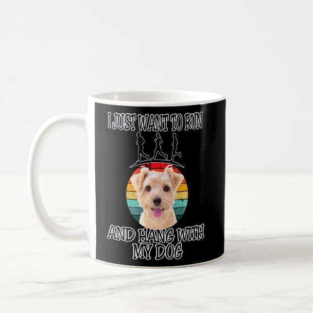 Taza De Café Quiero correr y colgar a Norfolk Terrier (Izquierda)