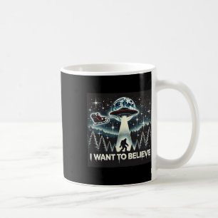 Taza De Café Quiero Creer Divertido Ovni Bigfoot Santa Navidad