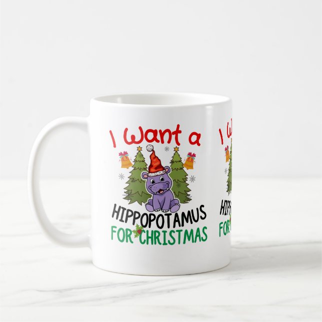 Taza De Café Quiero Hipopótamo Para Camiseta De Navidades (Izquierda)