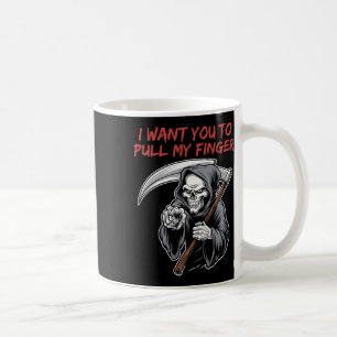 Taza De Café Quiero Que Tomen Mi Finger Grim Reaper Halloween