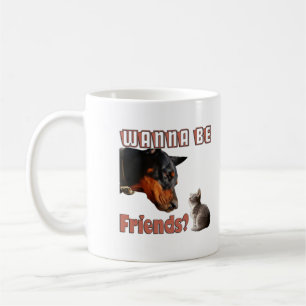 Taza De Café Quiero Ser Amigos Diseño Divertido de Perro y Gato