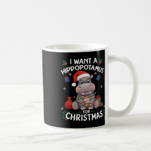 Taza De Café Quiero un hipopótamo para Navidad Amante de la Nav