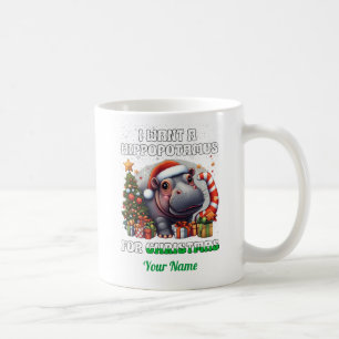 Taza De Café Quiero un hipopótamo para Navidades 01