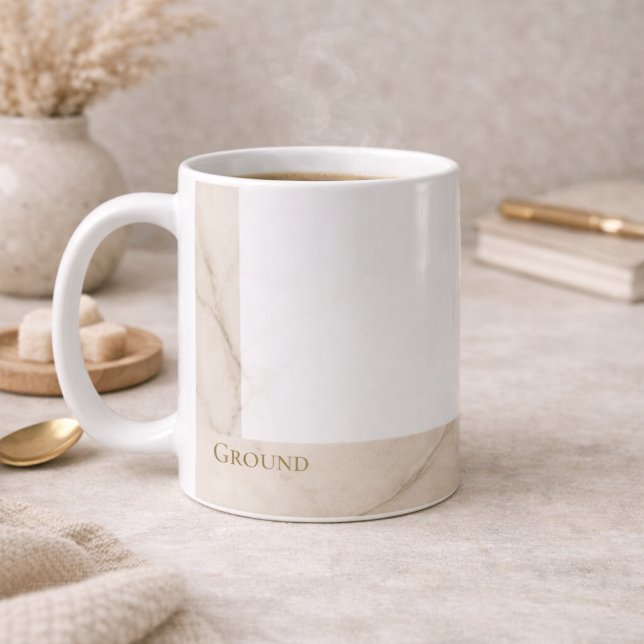 Taza De Café Quiet Marble Ground Classic Mug, 11 oz (Off center marble detail defines clean mornings and open desk spaces)
