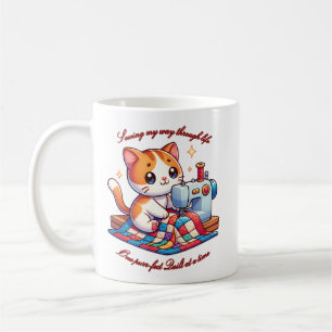 Taza De Café Quillado de gato de personalizable en una máquina 