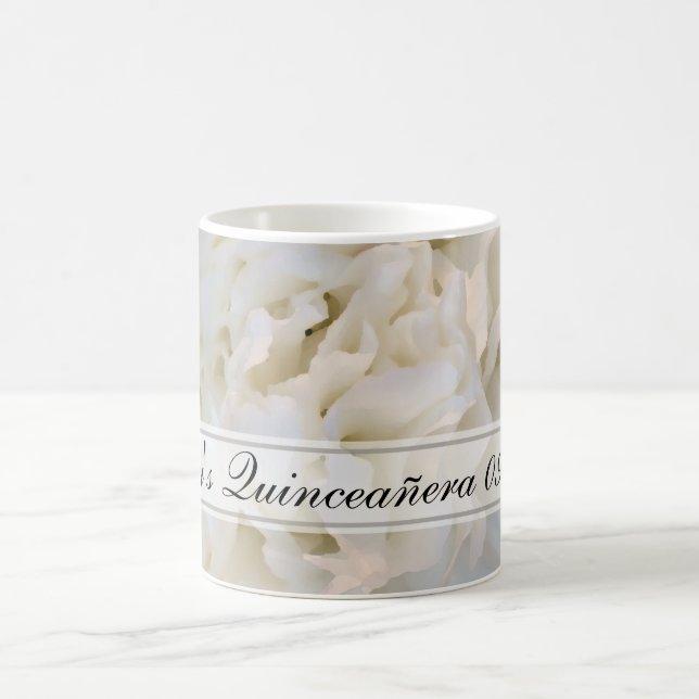 Taza De Café Quinceañera floral blanca café Mug (Centro)