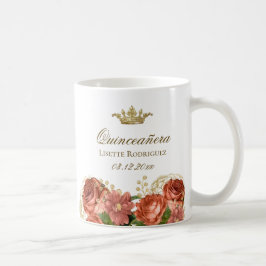 Taza De Café Quinceanera floral real