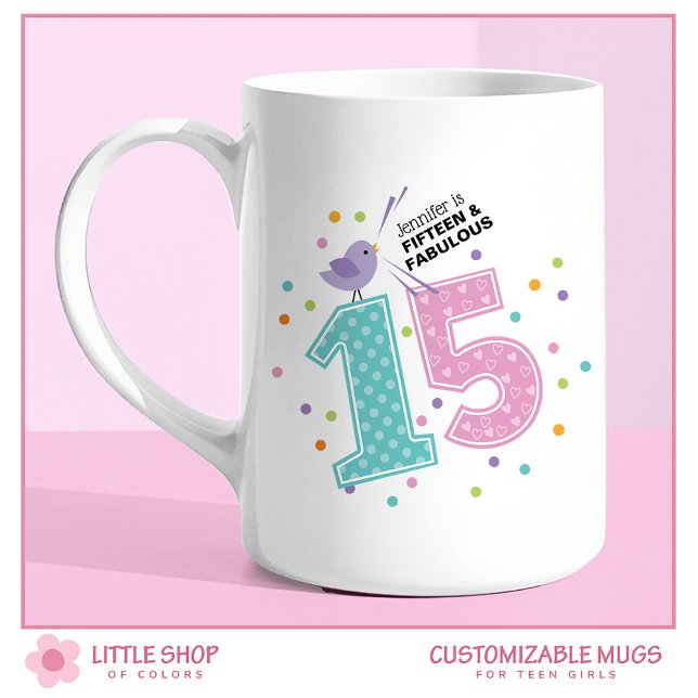 Taza De Café Quinceañera y Cumpleaños Rosa Confeti Fabuloso (Subido por el creador)