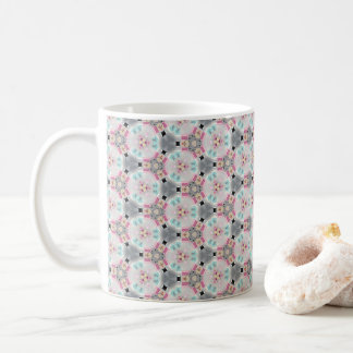 Taza De Café Quinto, silencioso, retro patrón rosado café tafet