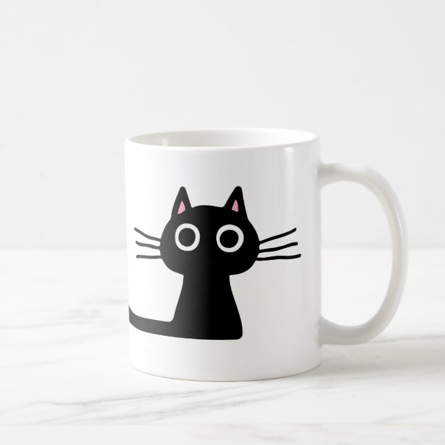 Taza De Café Quirky Gato Kitty Negro | Perseguir a Cat Lover (Derecha)