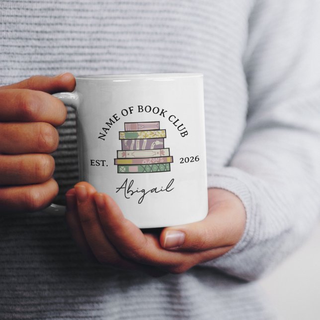 Taza De Café Quirky Hand Drawn Book Stack Book Club Member (Subido por el creador)