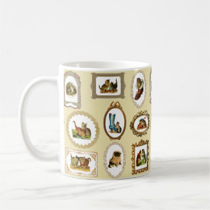 Taza De Café Quirky Vintage Fraude Patrón De Gatos