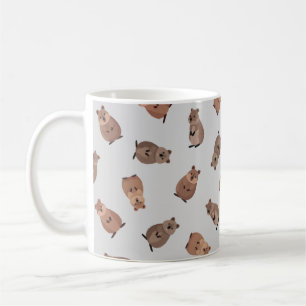 Taza De Café Quokkas Ilustrados sobre Gris Claro