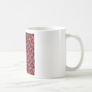 Taza De Café RAB Rockabilly Estampado Leopardo Rojo Negro