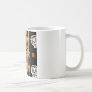 Taza De Café RAB Rockabilly Oro Estampado de Leopardo Calaveras
