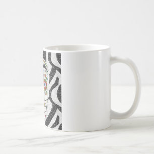 Taza De Café RAB Rockabilly Sugar Skull en Estampado de Cebra