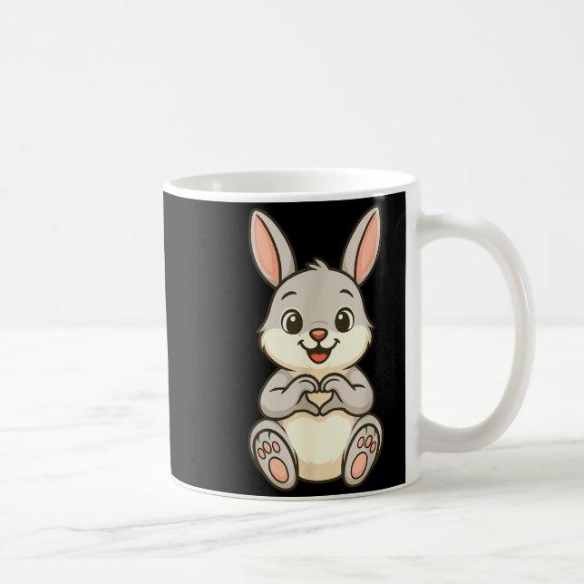 Taza De Café Rabbit Bunny Doing Heart With Hands Valentines Day (Derecha)