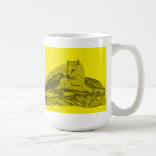 Taza De Café Rabe mit Wolf schwarz gelb Design
