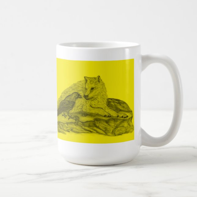 Taza De Café Rabe mit Wolf schwarz gelb Design (Derecha)