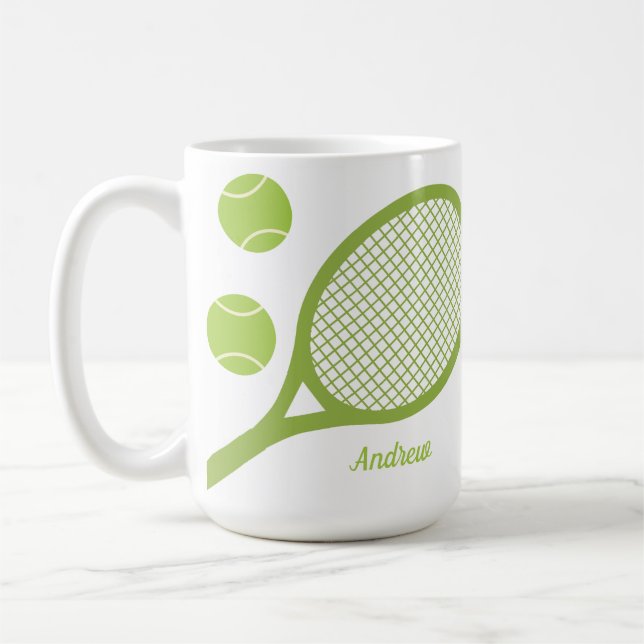 Taza De Café Raca de bolas de tenis verde personalizada (Izquierda)