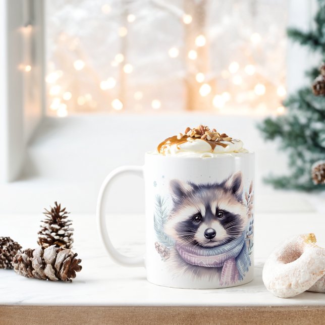 Taza De Café Raccoon acuarela de los vibradores de invierno - (Subido por el creador)