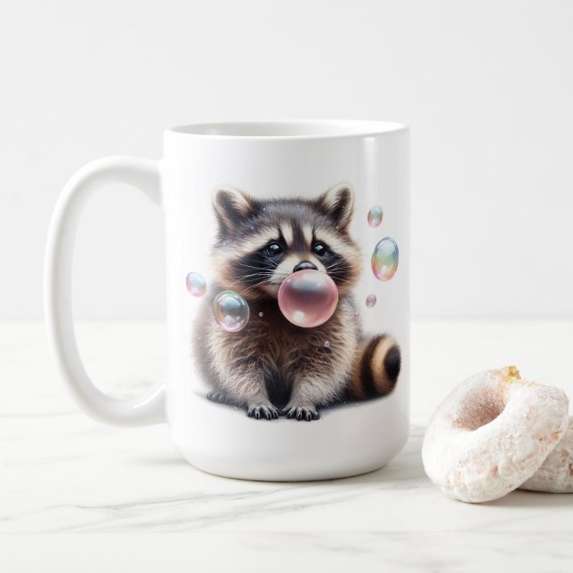 Taza De Café Raccoon Adorable Con Goma De Burbuja (Con donut)